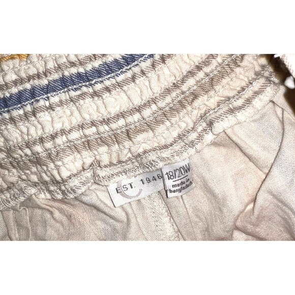 Est. 1946 Striped Linen-Blend Cropped Pants Sz 18/20 (2XL) Elastic Waistband Mul - Picture 5 of 9